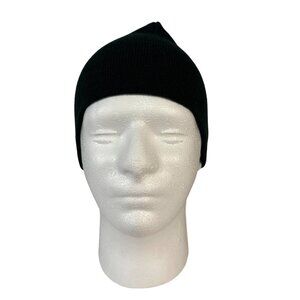 Womens Black One Size Knit Beanie Hat